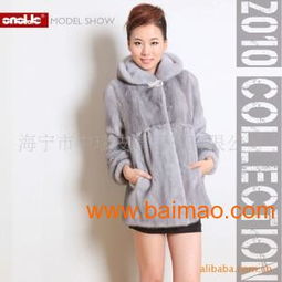 璀璨之选 高档优质兰宝石灰色韩版带貂水貂外套，引领皮草服装新风尚